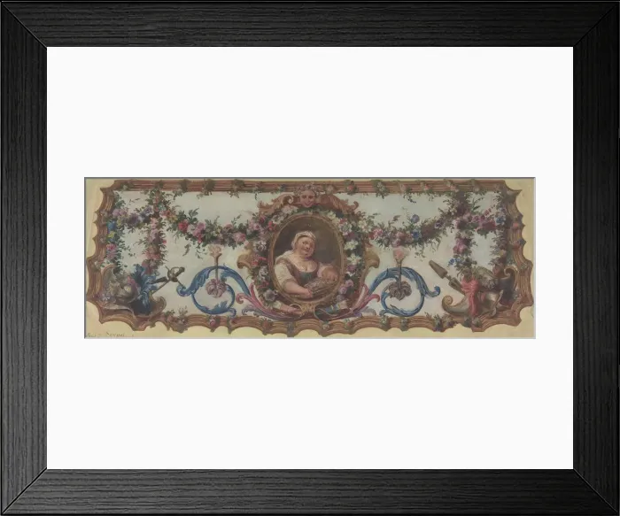 Framed Print : Design for a Tapestry Seat of a Sofa, 1721. Creator: Charles-Antoine Coypel Framed Print : Design for a Tapestry Seat of a Sofa, 1721. Creator: Charles-Antoine Coypel