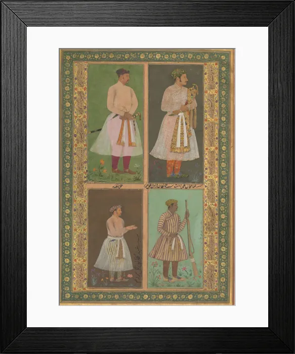 Framed Print : Four Portraits: (upper left) A Raja (Perhaps Raja Sarang Rao), by Balchand... ca