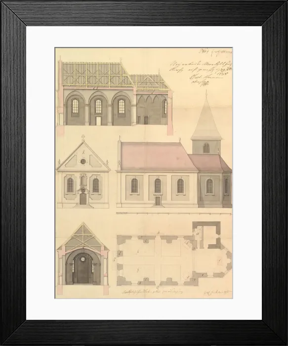 Framed Print : Design for the Parish Church of Merkershausen, 1738. Creator: Balthasar Neumann Framed Print : Design for the Parish Church of Merkershausen, 1738. Creator: Balthasar Neumann