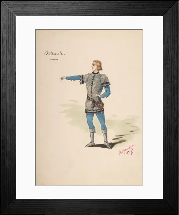 Framed Print : Costume Design for Orlando, 1889. Creator: Charles Bianchini Framed Print : Costume Design for Orlando, 1889. Creator: Charles Bianchini