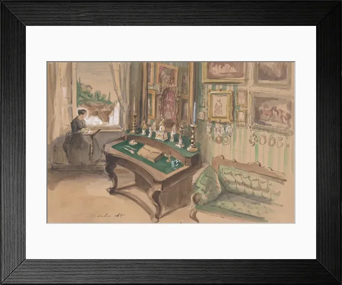 Framed Print : Drawing of an Interior: Salon, 1857. Creator: Anon Framed Print : Drawing of an Interior: Salon, 1857. Creator: Anon