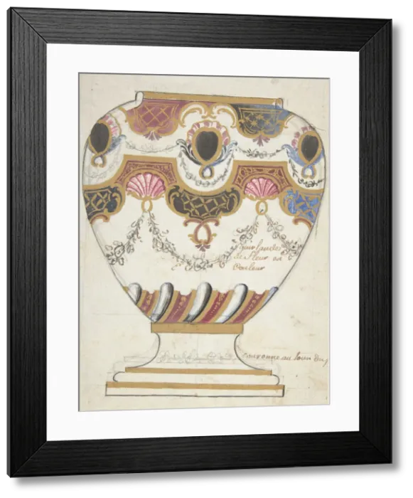 Framed Print : Design for a Porcelain Vase, 19th century. Creator: Anon Framed Print : Design for a Porcelain Vase, 19th century. Creator: Anon