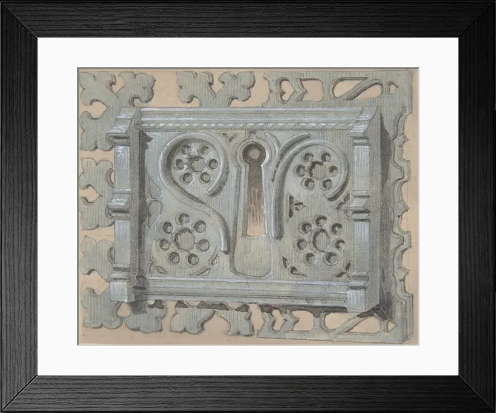 Framed Print : Metal Keyplate for Church, second half 19th century. Creator: Anon Framed Print : Metal Keyplate for Church, second half 19th century. Creator: Anon