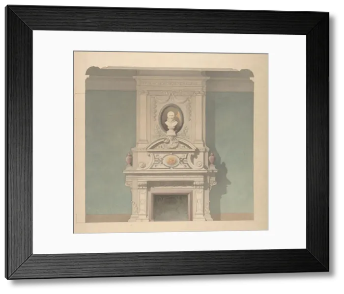 Framed Print : Design for Fireplace in French Renaissance Revival Style, 1856. Creator: Anon Framed Print : Design for Fireplace in French Renaissance Revival Style, 1856. Creator: Anon