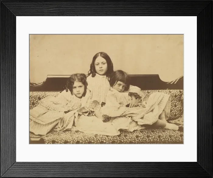 Framed Print : Edith, Ina and Alice Liddell on a Sofa, Summer 1858. Creator: Lewis Carroll Framed Print : Edith, Ina and Alice Liddell on a Sofa, Summer 1858. Creator: Lewis Carroll