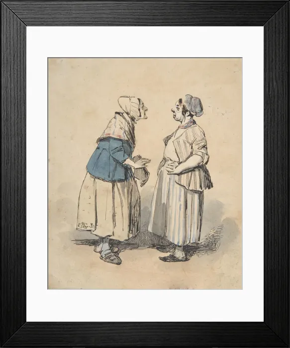 Framed Print : The Two Gossips (Les Deux Commeres), 1832. Creator: Henry Bonaventure Monnier Framed Print : The Two Gossips (Les Deux Commeres), 1832. Creator: Henry Bonaventure Monnier