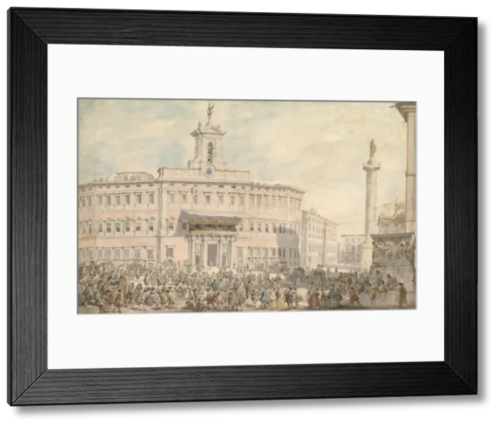 Framed Print : The Lottery in Piazza di Montecitorio, 1743-1744. Creator: Giovanni Paolo Panini Framed Print : The Lottery in Piazza di Montecitorio, 1743-1744. Creator: Giovanni Paolo Panini