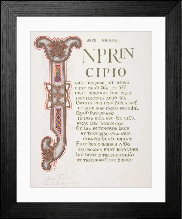 Framed Print : Illuminated Leaf with Initial I, 1830-62. Creator: Freeman Gage Delamotte Framed Print : Illuminated Leaf with Initial I, 1830-62. Creator: Freeman Gage Delamotte