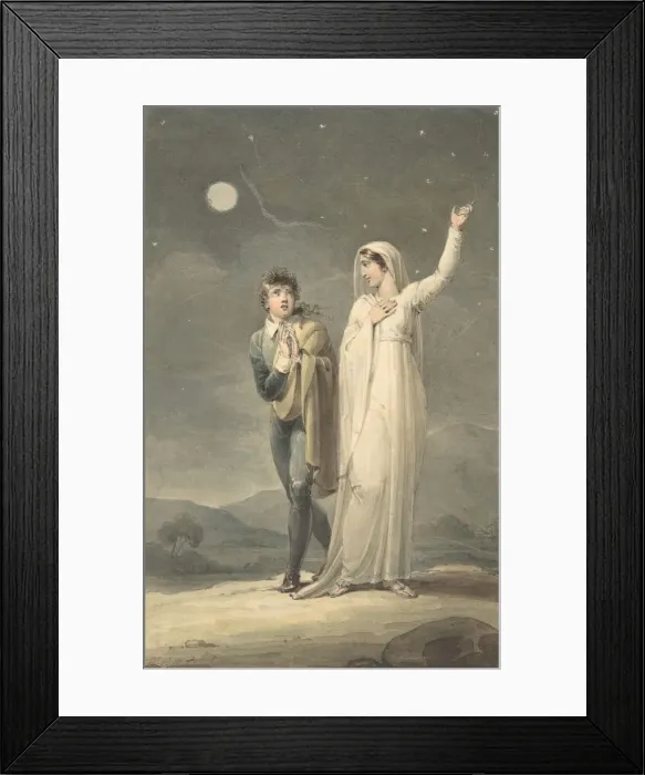 Framed Print : Nocturnal Landscape with Two Figures (design for an engraved book illustration), 1807-44 Framed Print : Nocturnal Landscape with Two Figures (design for an engraved book illustration), 1807-44