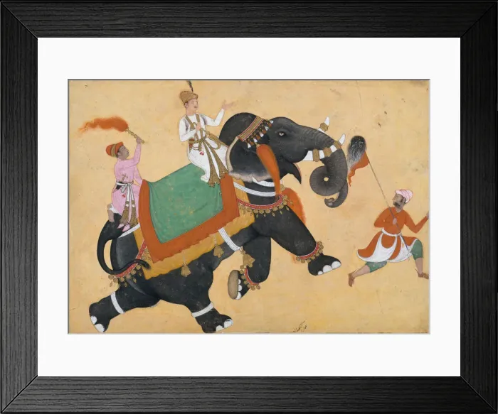 Framed Print : Prince Riding an Elephant, 16th-17th century. Creator: Khem Karan Framed Print : Prince Riding an Elephant, 16th-17th century. Creator: Khem Karan