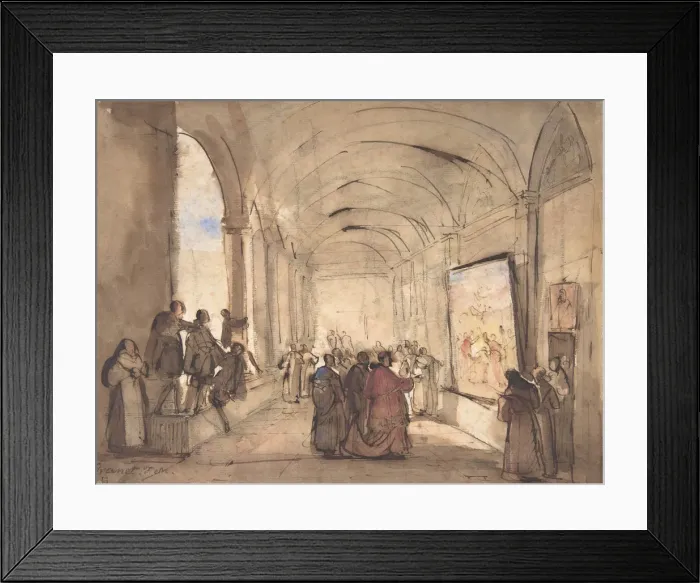 Framed Print : A Cardinal Examining a Painting in a Cloister, first half 19th century Framed Print : A Cardinal Examining a Painting in a Cloister, first half 19th century