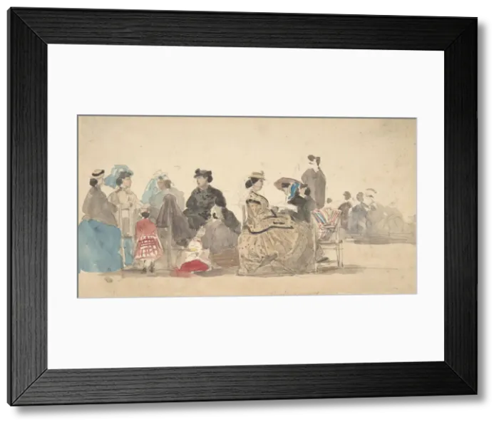 Framed Print : On the Beach, 1865. Creator: Eugene Louis Boudin Framed Print : On the Beach, 1865. Creator: Eugene Louis Boudin
