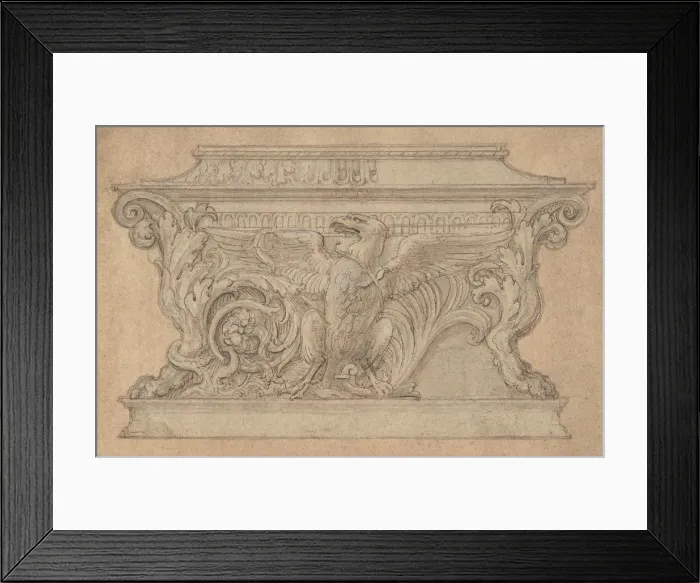 Framed Print : Design for a Casket with the Gonzaga Eagle, ca. 1527-46. Creator: Giulio Romano Framed Print : Design for a Casket with the Gonzaga Eagle, ca. 1527-46. Creator: Giulio Romano