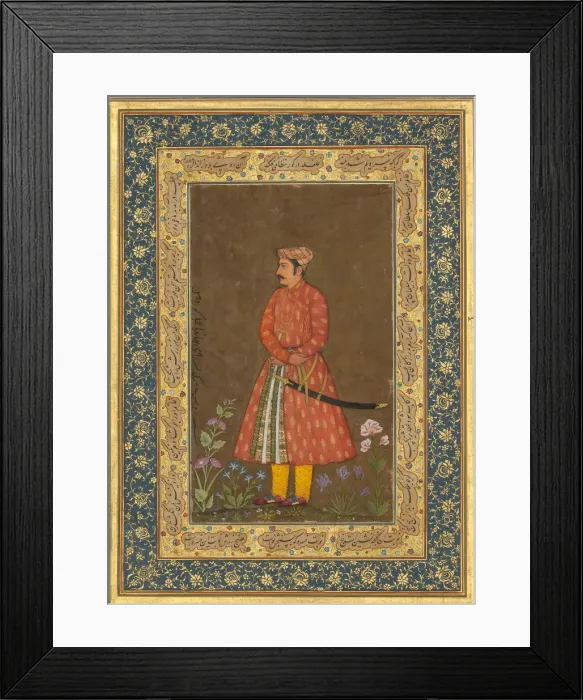 Framed Print : Portrait of Rup Singh, Folio from the Shah Jahan Album, verso: ca. 1615-20; recto: ca Framed Print : Portrait of Rup Singh, Folio from the Shah Jahan Album, verso: ca. 1615-20; recto: ca