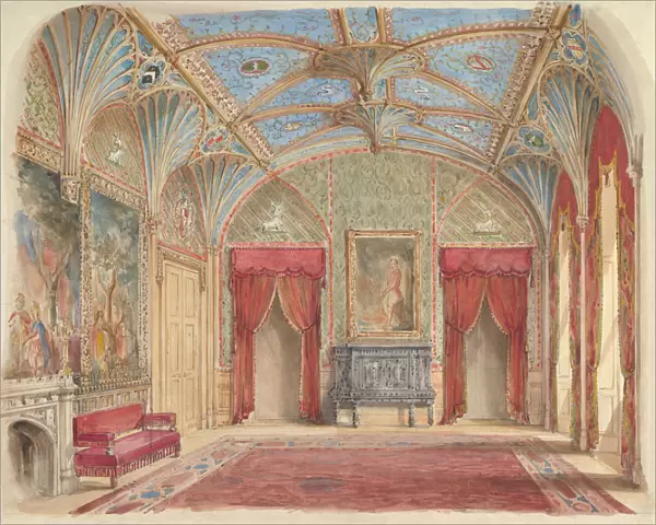 Design for the Decoration of the Drawing Room at Eastnor Castle, Hertfordshire, ca. 1850