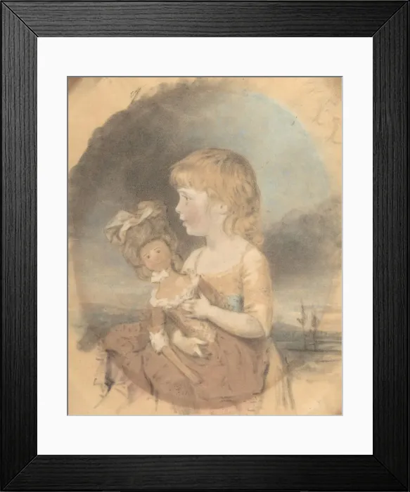 Framed Print : Child Holding a Doll, 1780. Creator: John Downman Framed Print : Child Holding a Doll, 1780. Creator: John Downman