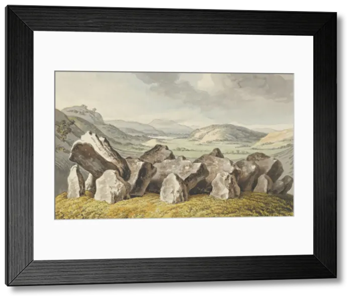 Framed Print : A Prehistoric Stone Circle on a Mound, an Extensive Landscape Beyond Framed Print : A Prehistoric Stone Circle on a Mound, an Extensive Landscape Beyond