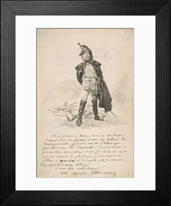 Framed Print : Letter to Samuel P. Avery with a drawing of a military figure, 1880 Framed Print : Letter to Samuel P. Avery with a drawing of a military figure, 1880