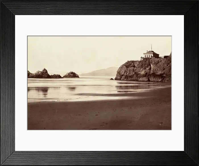 Framed Print : Cliff House and Seal Rock, 1868-69, printed ca. 1876. Creator: Carleton Emmons Watkins Framed Print : Cliff House and Seal Rock, 1868-69, printed ca. 1876. Creator: Carleton Emmons Watkins