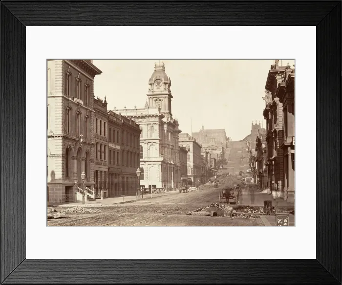 Framed Print : South Side of California Street, 1864, printed ca. 1876. Creator: Carleton Emmons Watkins Framed Print : South Side of California Street, 1864, printed ca. 1876. Creator: Carleton Emmons Watkins