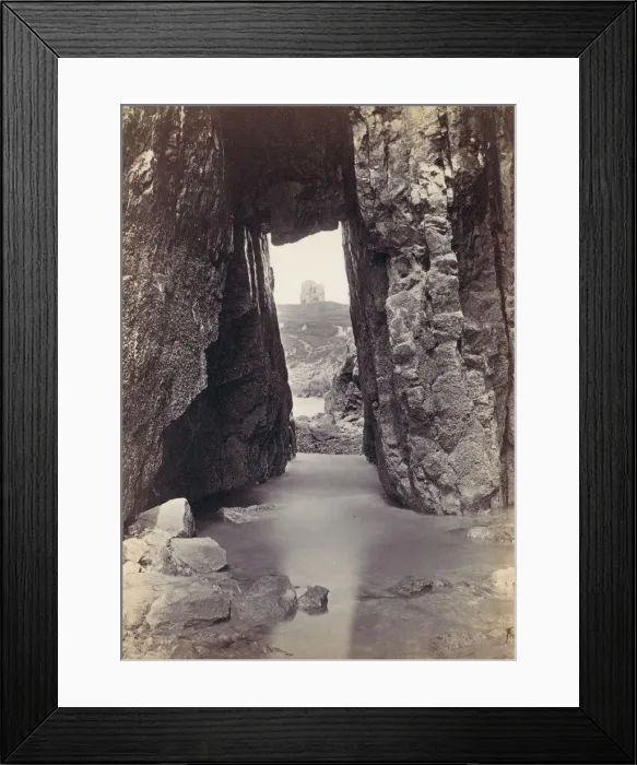 Framed Print : [View Through Rocks Of Tower On Hill], 1870s. Creator: Francis Bedford