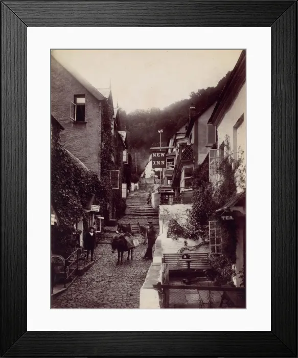 Framed Print : Clovelly, The New Inn and Street, 1870s. Creator: Francis Bedford Framed Print : Clovelly, The New Inn and Street, 1870s. Creator: Francis Bedford