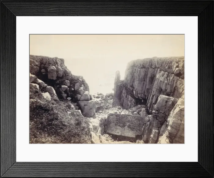 Framed Print : [Rocky Inlet with Seascape], 1870s. Creator: Francis Bedford