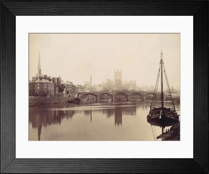 Framed Print : Worcester. From the Severn, 1870s. Creator: Francis Bedford Framed Print : Worcester. From the Severn, 1870s. Creator: Francis Bedford