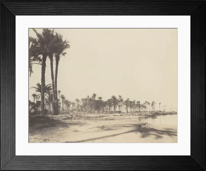 Framed Print : El-Nacerah, Dattiers, Rives du Nil et Barques, 1851-52, printed 1853-54 Framed Print : El-Nacerah, Dattiers, Rives du Nil et Barques, 1851-52, printed 1853-54