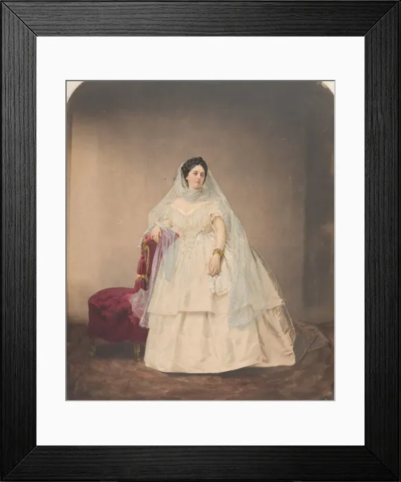 Framed Print : [Portrait in a White Dress], 1856-57, printed 1861-66. Creator: Pierre-Louis Pierson