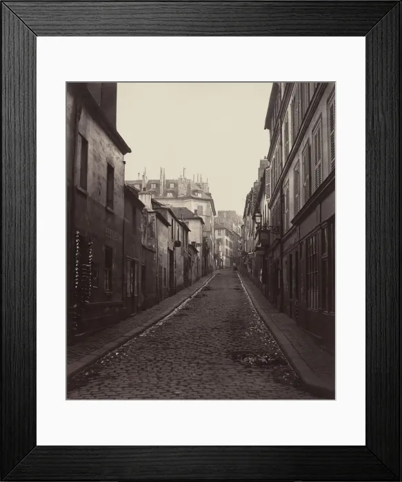 Framed Print : Rue Neuve-Coquenard (from the Rue Lamartine), 1870s. Creator: Charles Marville Framed Print : Rue Neuve-Coquenard (from the Rue Lamartine), 1870s. Creator: Charles Marville