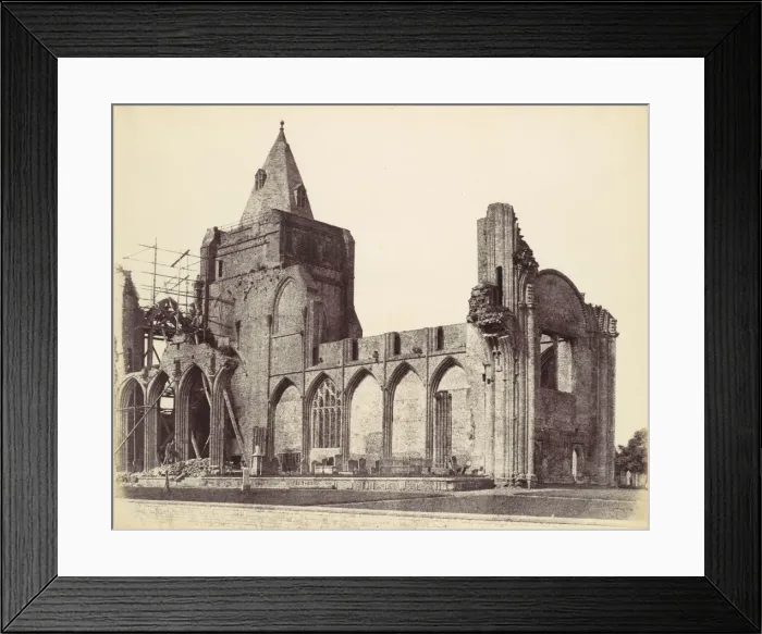 Framed Print : Crowland Abbey, the West Front Under Repair, 1860. Creator: Alfred Capel-Cure Framed Print : Crowland Abbey, the West Front Under Repair, 1860. Creator: Alfred Capel-Cure