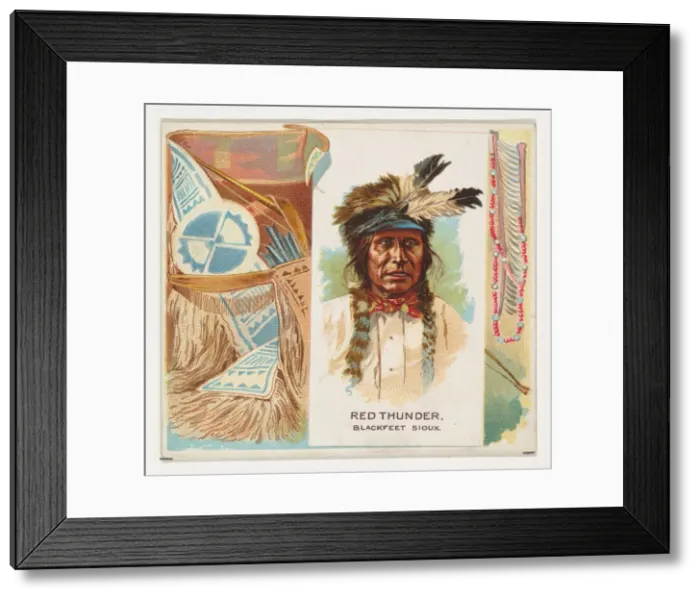 Framed Print : Red Thunder, Blackfeet Sioux, from the American Indian Chiefs series (N36) for Allen & Framed Print : Red Thunder, Blackfeet Sioux, from the American Indian Chiefs series (N36) for Allen &