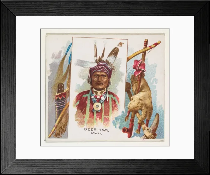 Framed Print : Deer Ham, Ioway, from the American Indian Chiefs series (N36) for Allen & Framed Print : Deer Ham, Ioway, from the American Indian Chiefs series (N36) for Allen &