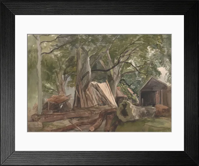 Framed Print : Clearing with a Lumber Mill, 1847 (?). Creator: John Middleton Framed Print : Clearing with a Lumber Mill, 1847 (?). Creator: John Middleton
