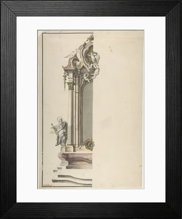 Framed Print : Design for an Aedicular Altar with St. Paul at the Left, mid-18th century Framed Print : Design for an Aedicular Altar with St. Paul at the Left, mid-18th century
