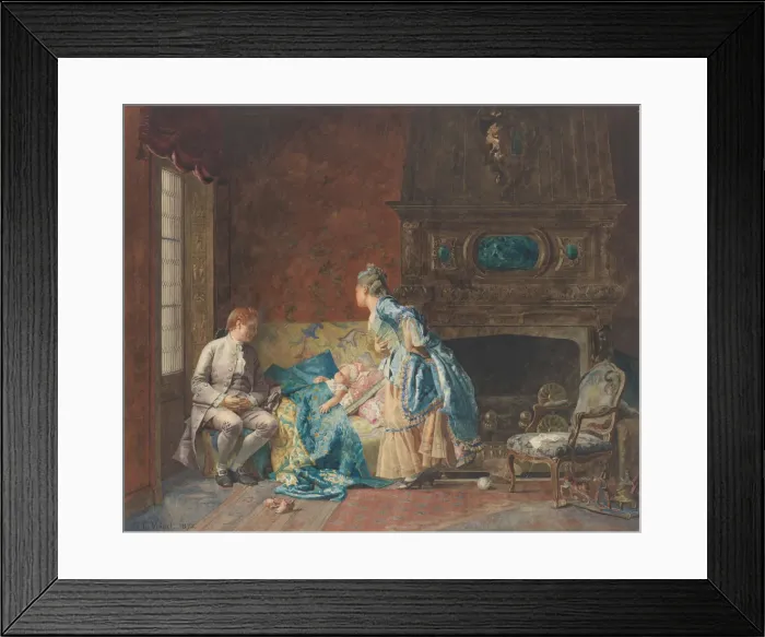 Framed Print : The First Babe, 1872. Creator: Jehan Georges Vibert Framed Print : The First Babe, 1872. Creator: Jehan Georges Vibert