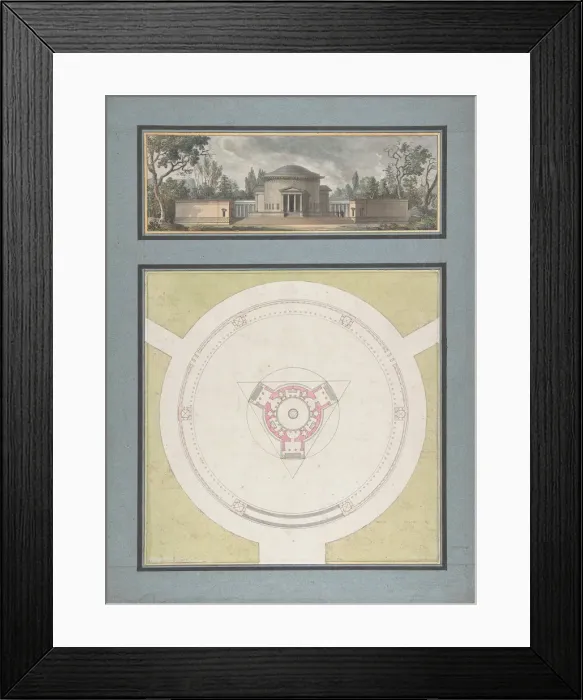 Framed Print : Project for a Temple Dedicated to the Trinity, Elevation and Plan, ca. 1783 Framed Print : Project for a Temple Dedicated to the Trinity, Elevation and Plan, ca. 1783
