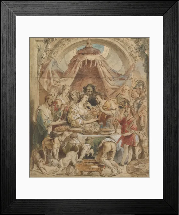 Framed Print : The Banquet of Anthony and Cleopatra, 17th century. Creator: Jacob Jordaens Framed Print : The Banquet of Anthony and Cleopatra, 17th century. Creator: Jacob Jordaens