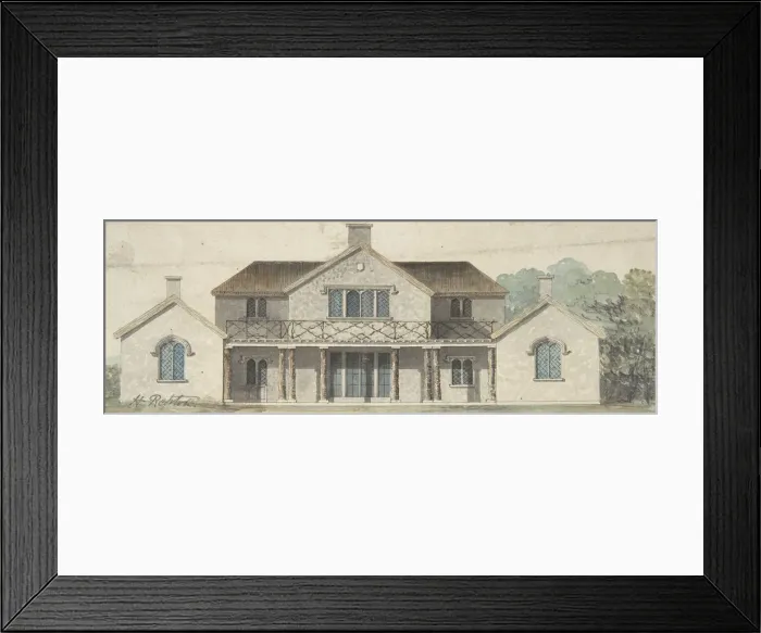 Framed Print : Design for a Cottage Ornee in the Tudoresque Style, late 18th-early 19th century Framed Print : Design for a Cottage Ornee in the Tudoresque Style, late 18th-early 19th century
