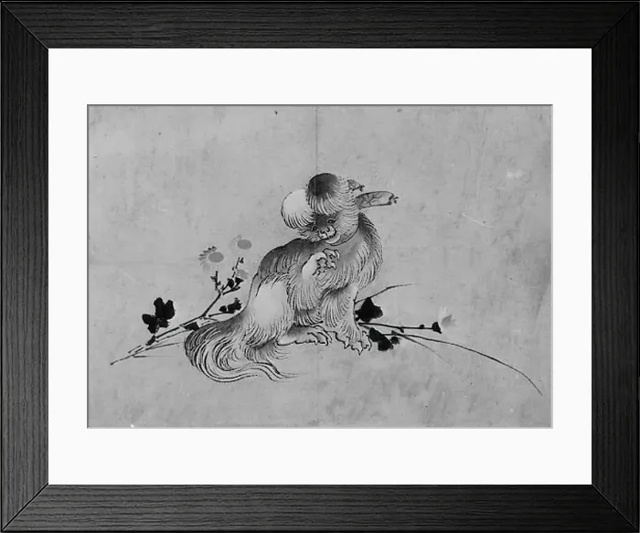 Framed Print : Pekingese, 19th century. Creator: Hokusai School Framed Print : Pekingese, 19th century. Creator: Hokusai School