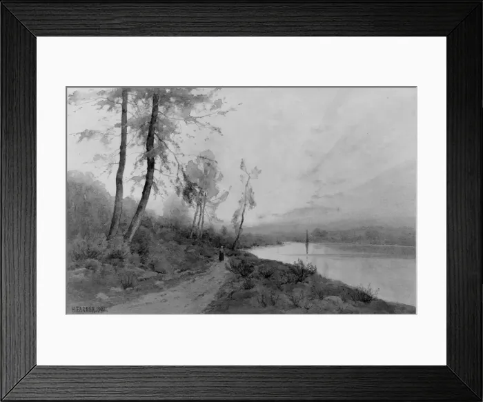 Framed Print : Woman Walking beside a River, 1902. Creator: Henry Farrer Framed Print : Woman Walking beside a River, 1902. Creator: Henry Farrer