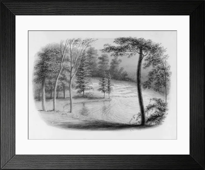 Framed Print : A Brook (from Hosack Album). Creator: George Harvey Framed Print : A Brook (from Hosack Album). Creator: George Harvey