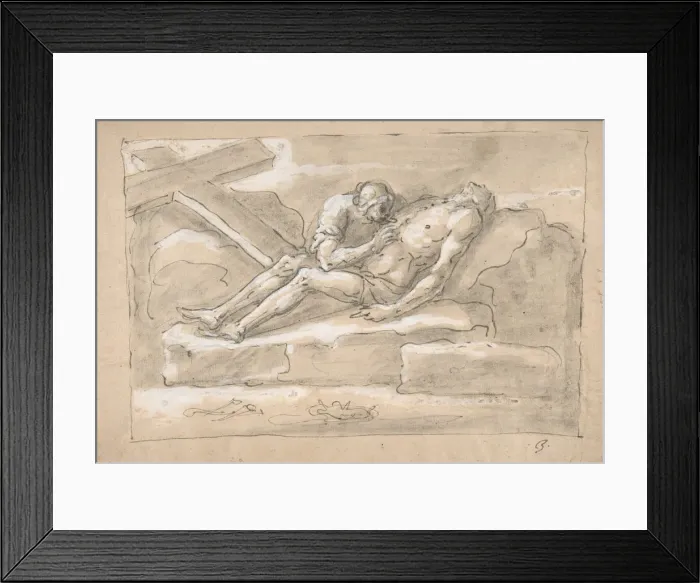 Framed Print : The Dead Christ Mourned by the Magdalen Who Venerates His Side Wound. 1787-1863 Framed Print : The Dead Christ Mourned by the Magdalen Who Venerates His Side Wound. 1787-1863
