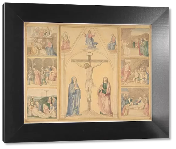 Christ on the Cross with Six Scenes from the Life of Christ, ca. 1850