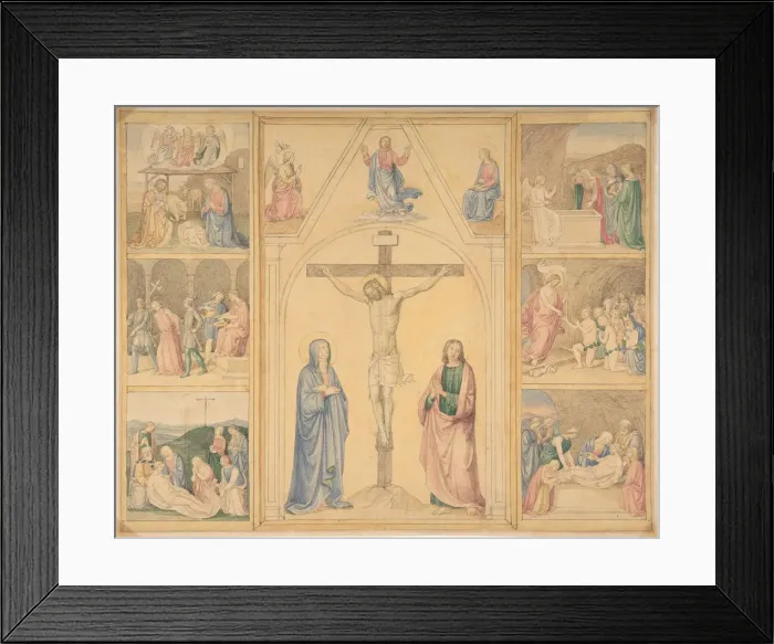 Framed Print : Christ on the Cross with Six Scenes from the Life of Christ, ca. 1850 Framed Print : Christ on the Cross with Six Scenes from the Life of Christ, ca. 1850
