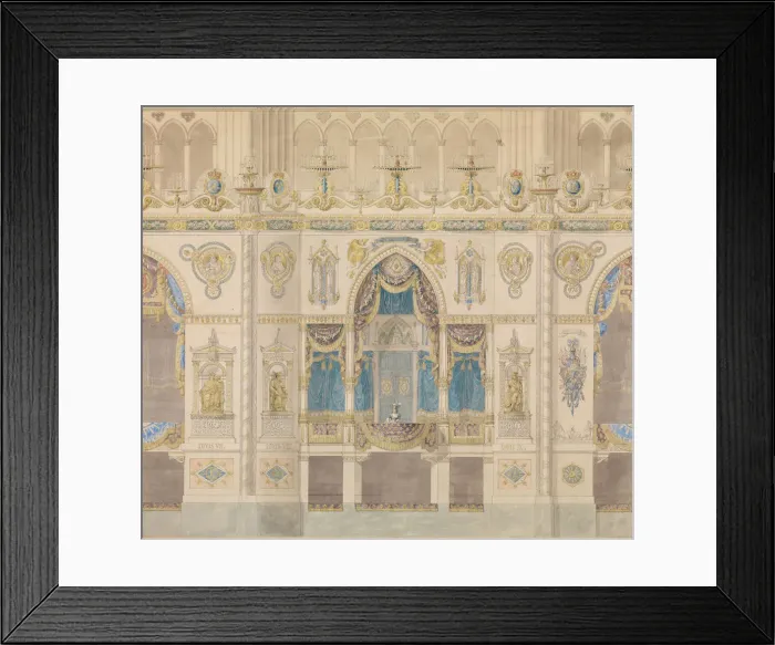 Framed Print : Elevation of the Royal Box for the Coronation of Louis XVIII, Reims Cathedral, n. d Framed Print : Elevation of the Royal Box for the Coronation of Louis XVIII, Reims Cathedral, n. d