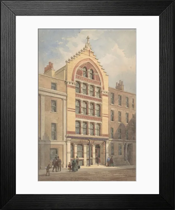 Framed Print : Facade of a Commercial Building, Venetian Gothic Style, ca. 1870. Creator: Anon Framed Print : Facade of a Commercial Building, Venetian Gothic Style, ca. 1870. Creator: Anon