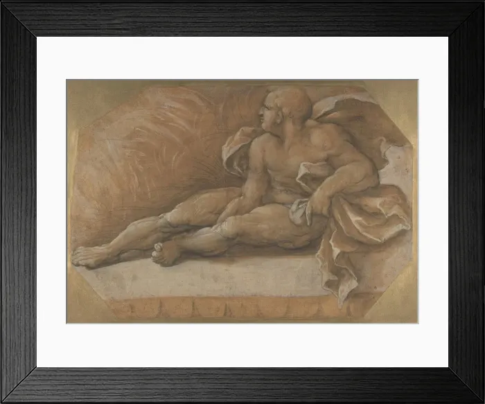 Framed Print : Nude Male Figure Seated on the Ground, ca. 1535-40. Creator: Amico Aspertini Framed Print : Nude Male Figure Seated on the Ground, ca. 1535-40. Creator: Amico Aspertini