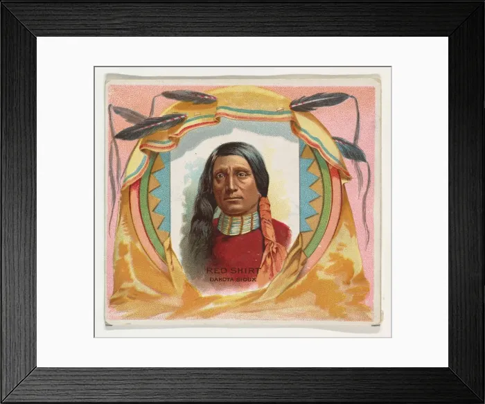 Framed Print : Red Shirt, Dakota Sioux, from the American Indian Chiefs series (N36) for Allen & Framed Print : Red Shirt, Dakota Sioux, from the American Indian Chiefs series (N36) for Allen &